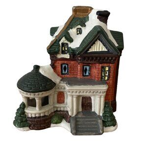 Vintage Holiday Traditions 2 Story House w Gazebo Porch Christmas Village House